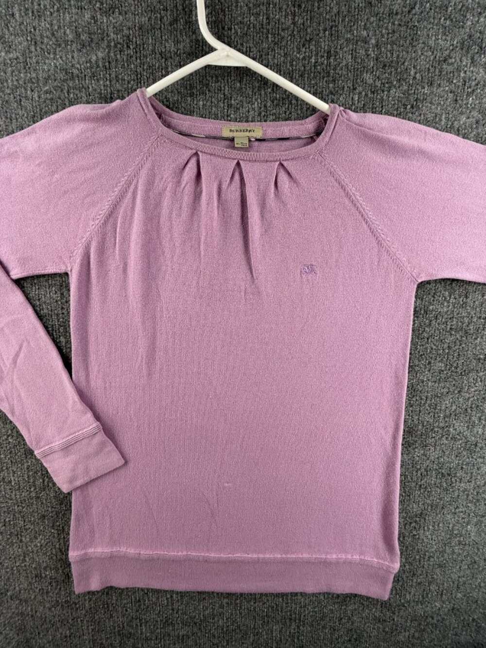 Burberry Pullover Raglan Sleeve Sweater Super Soft Cotton Logo Purple Youth 16Y